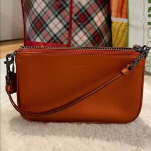 Coach Burnt Orange Leather Wristlet
